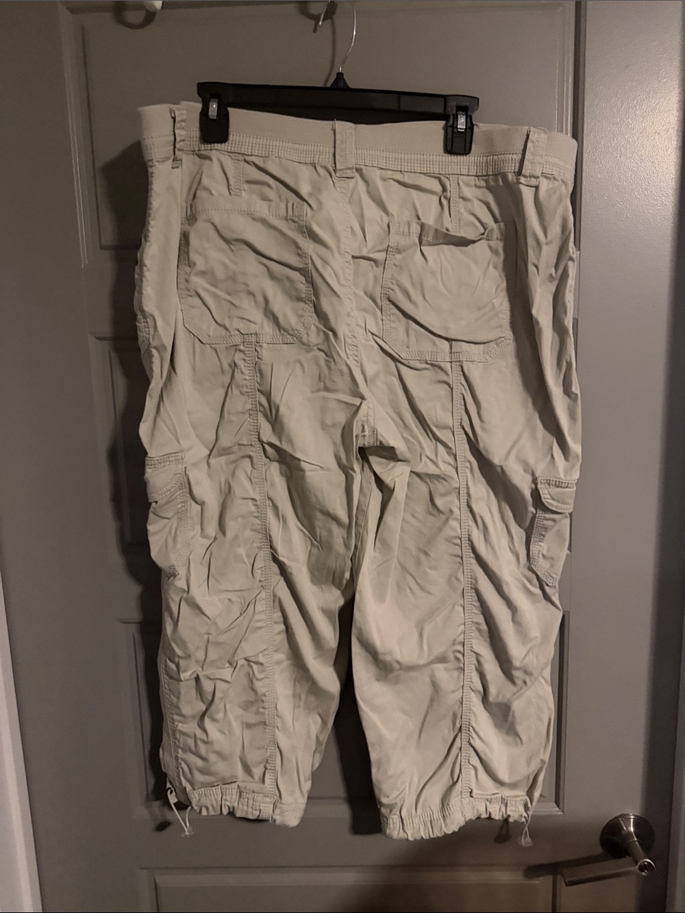 Women's Cargo Capris - Light Beige Utility Style - Picture 2 of 3